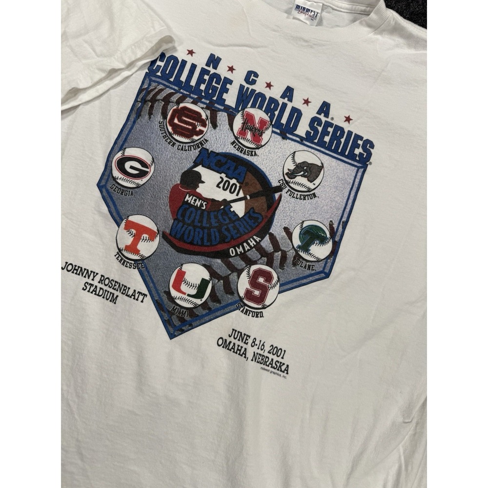 VTG 2001 NCAA College World Series Omaha Shirt XXL Nebraska CWS